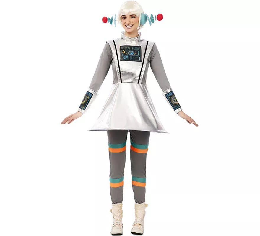 Translation missing: it.Disfraz de Agente Espacial gris con muñequeras para mujer