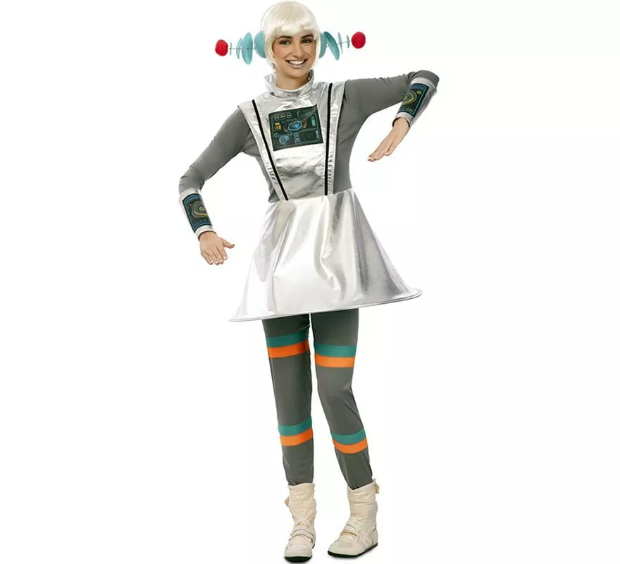Translation missing: it.Disfraz de Agente Espacial gris con muñequeras para mujer