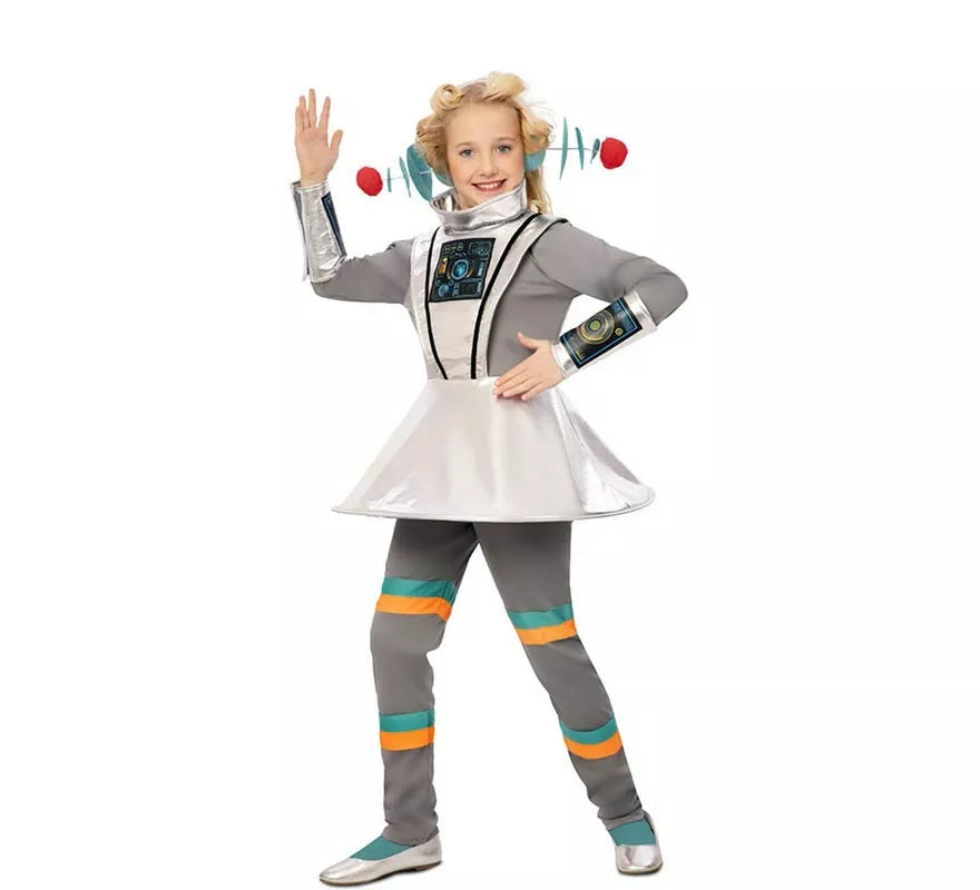 Translation missing: it.Disfraz de Agente Espacial gris con muñequeras para niña