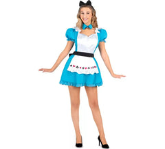 Costume classico da Alice bianco e blu per donna