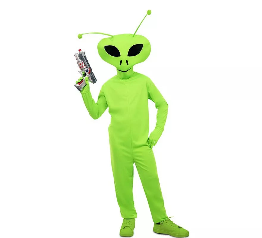 Translation missing: it.Disfraz de Alien clásico verde con máscara para niño