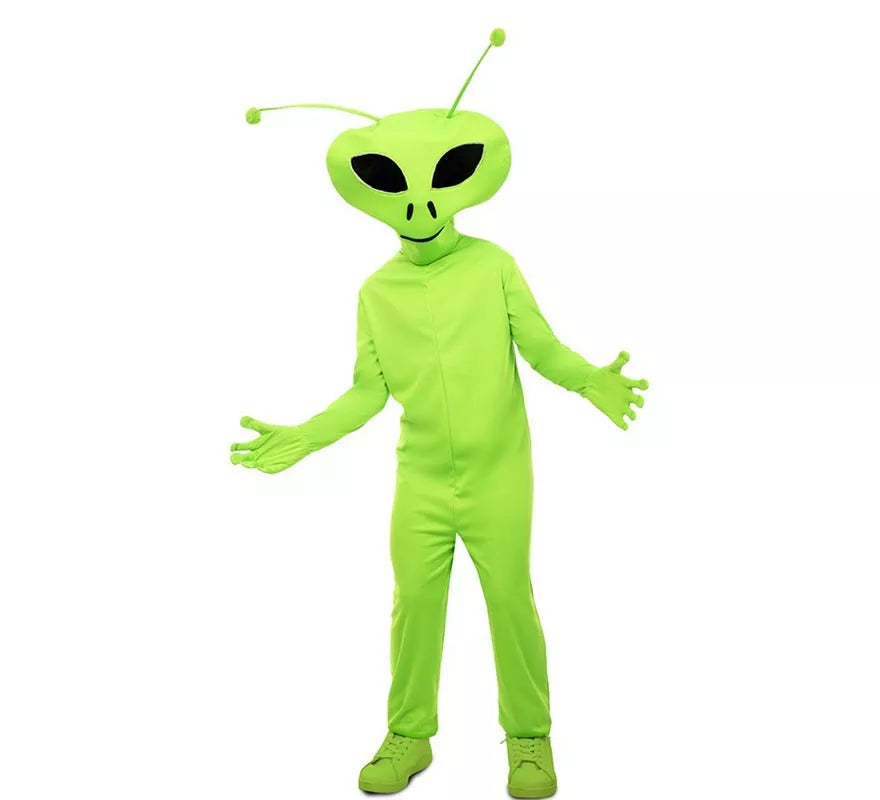 Translation missing: it.Disfraz de Alien clásico verde con máscara para niño