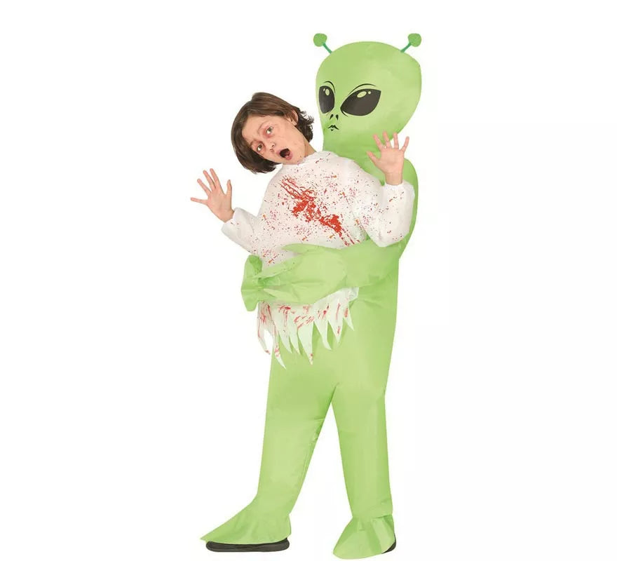 Translation missing: es.Disfraz de Alien verde hinchable o inflable para niño