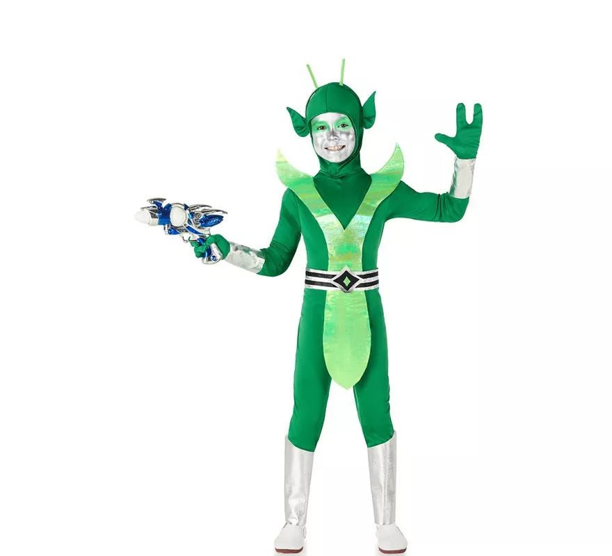 Translation missing: it.Disfraz de Alien verde y plateado para niños