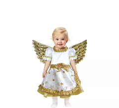 Costume da angelo dorato in abito bianco per bambino