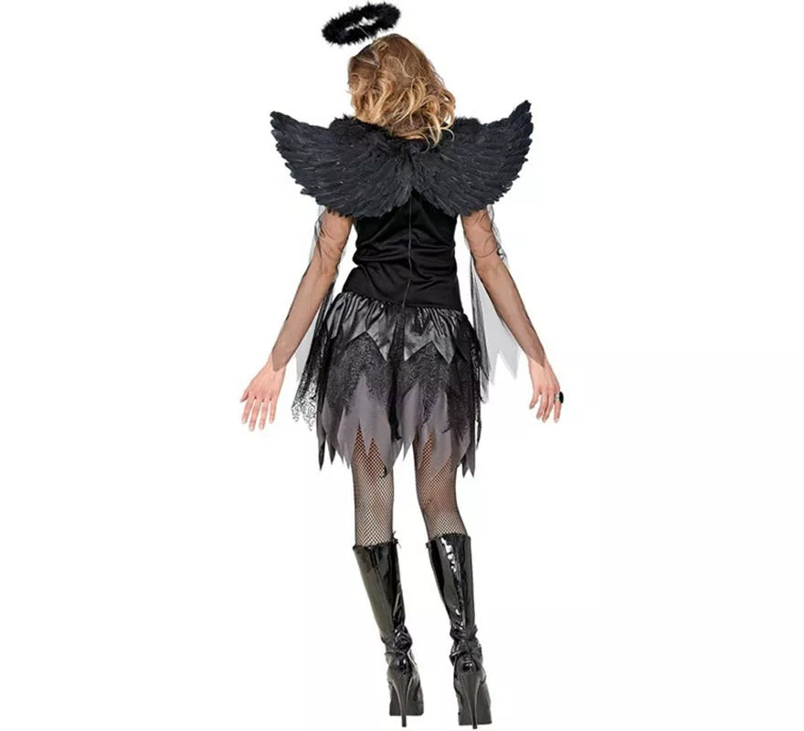 Translation missing: it.Disfraz de Ángel negro con Alas para mujer