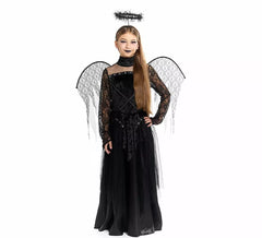 Costume da angelo nero con ali per bambina