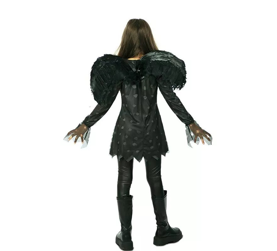 Disfraz de Ángel negro en vestido con agujeros para niña
