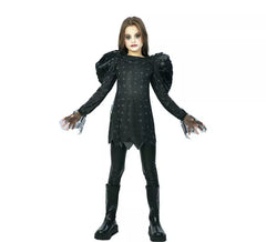 Costume da angelo nero in abito con buchi per ragazza