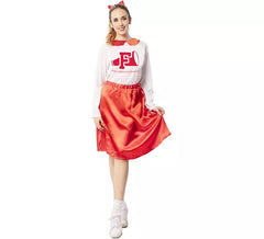 Costume da cheerleader anni '50 bianco e rosso per donna