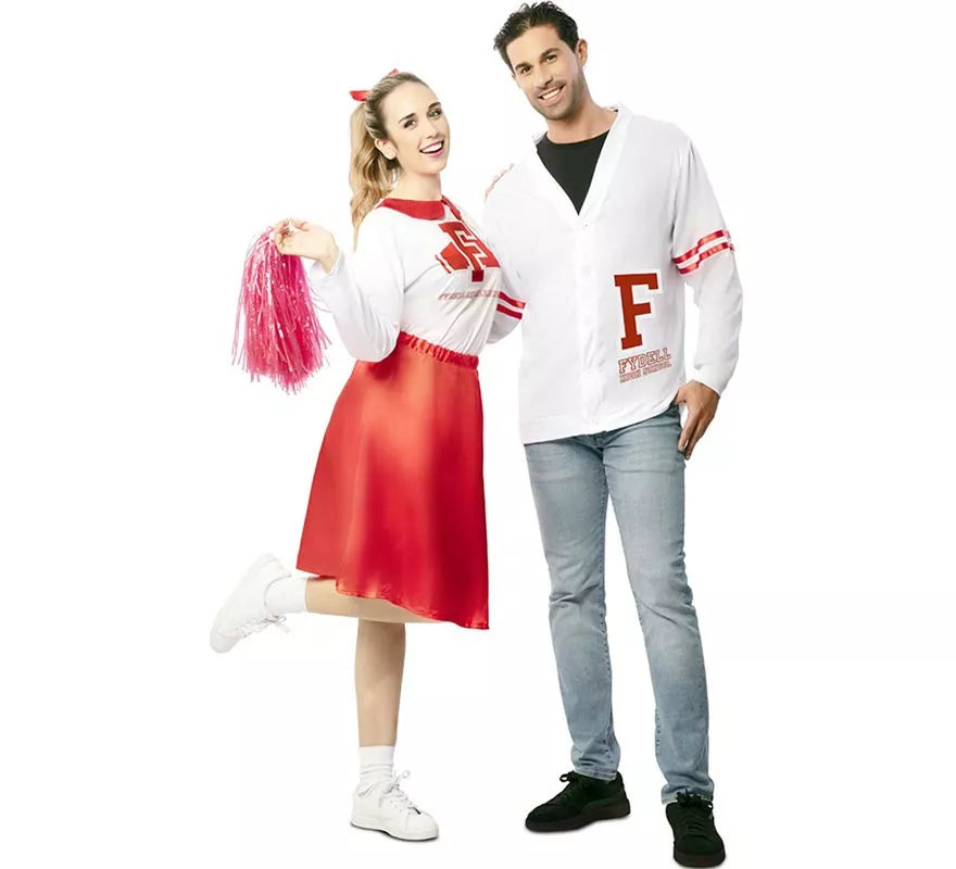 Disfraz de Animadora años 50 rojo y blanco para mujer