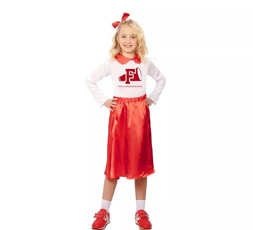 Disfraz de Animadora años 50 rojo y blanco para niña