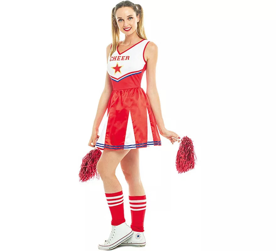 Disfraz de Animadora blanco y rojo para mujer
