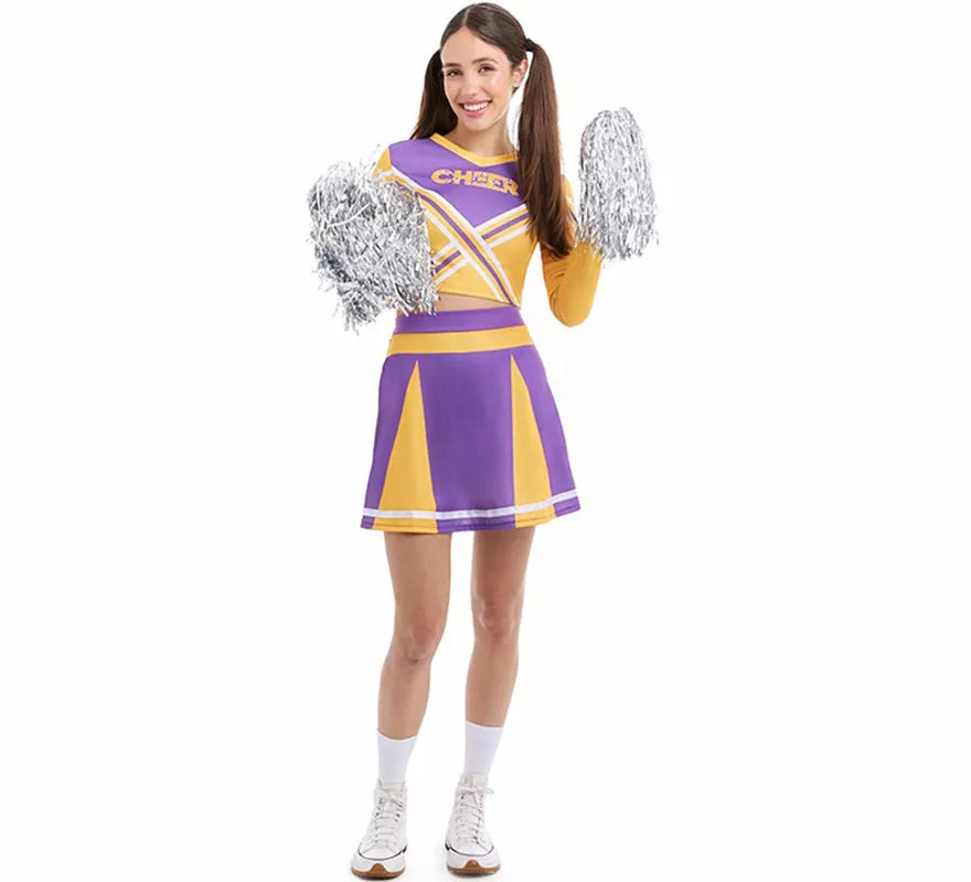 Translation missing: es.Disfraz de Animadora Cheerleader morado para mujer