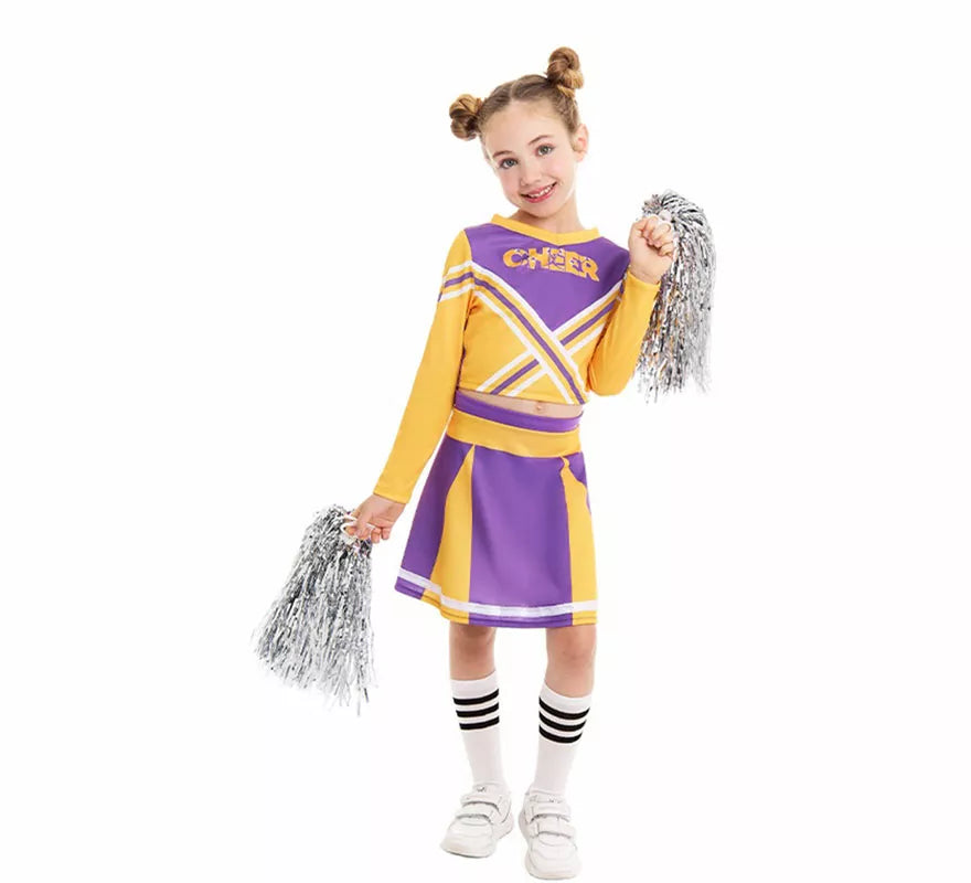 Translation missing: es.Disfraz de Animadora Cheerleader morado para niña