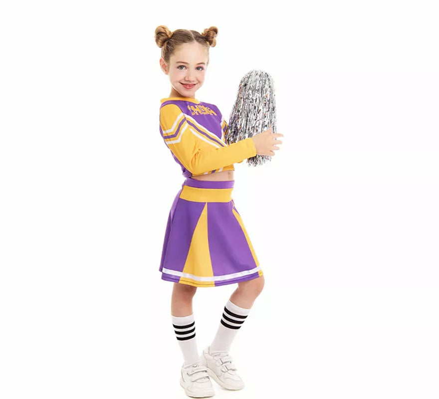 Translation missing: it.Disfraz de Animadora Cheerleader morado para niña