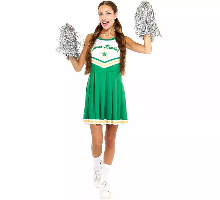 Translation missing: it.Disfraz de Animadora Cheerleader verde para mujer