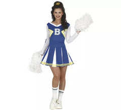 Costume da ragazza pon pon della squadra blu da donna
