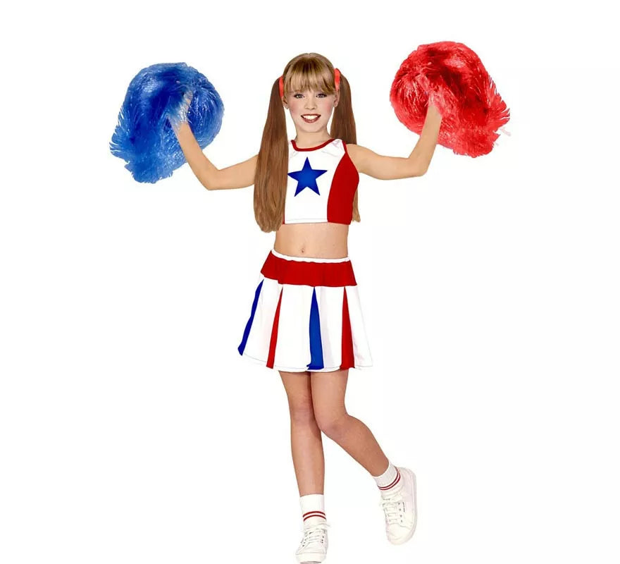 Disfraz de Animadora estrella tricolor para niña