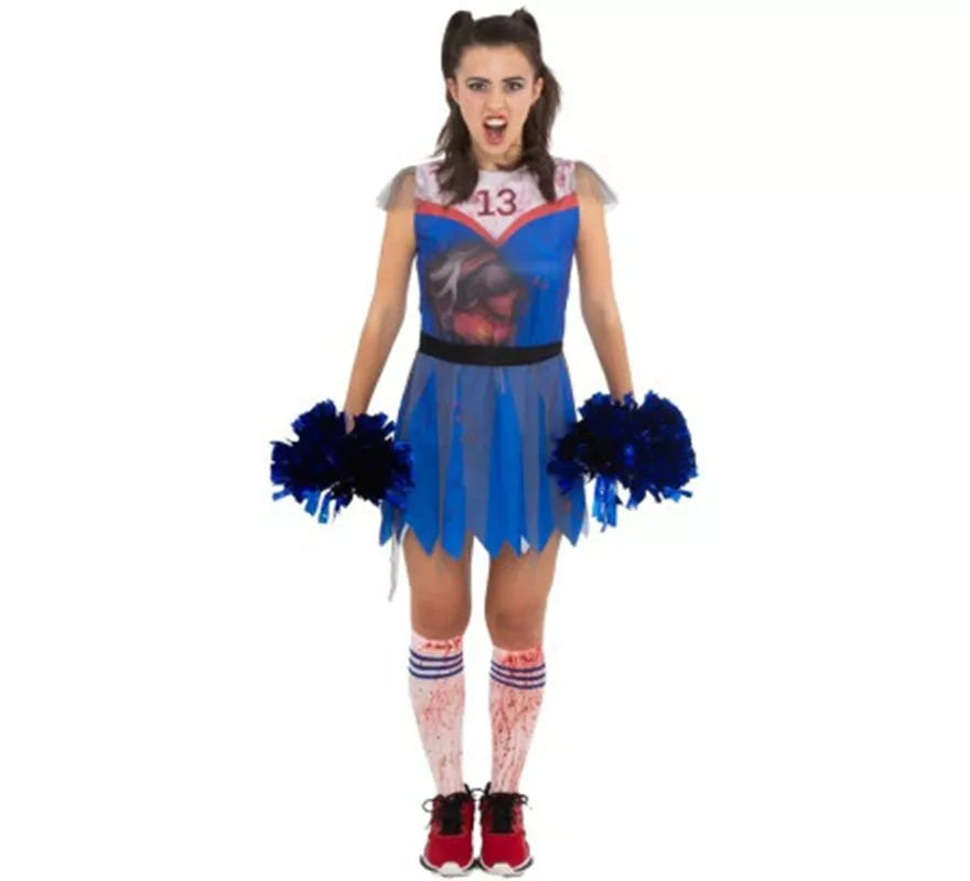 Translation missing: es.Disfraz de Animadora Zombie azul para mujer