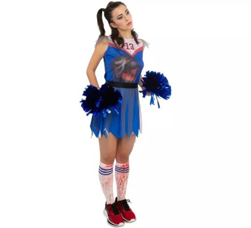 Translation missing: it.Disfraz de Animadora Zombie azul para mujer