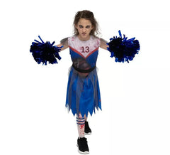 Costume da cheerleader zombie blu per ragazza