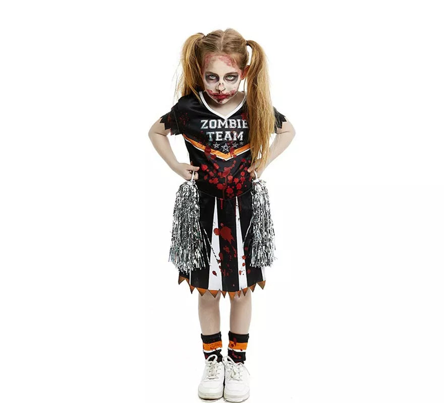 Disfraz de Animadora Zombie Team negro para niña y adolescente