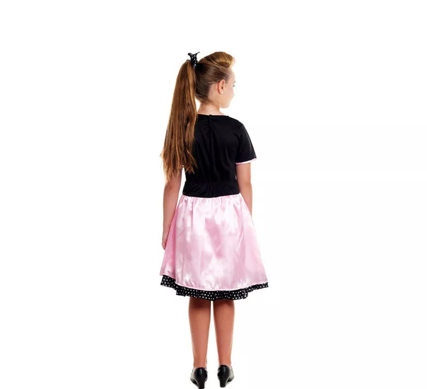 Disfraz de Años 50 Baby Rosa y Negro para niña