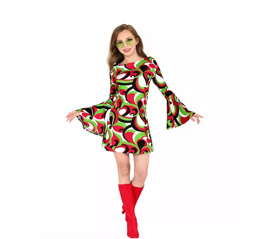 Translation missing: it.Disfraz de Años 70 Groovy Style Vestido Corto para mujer
