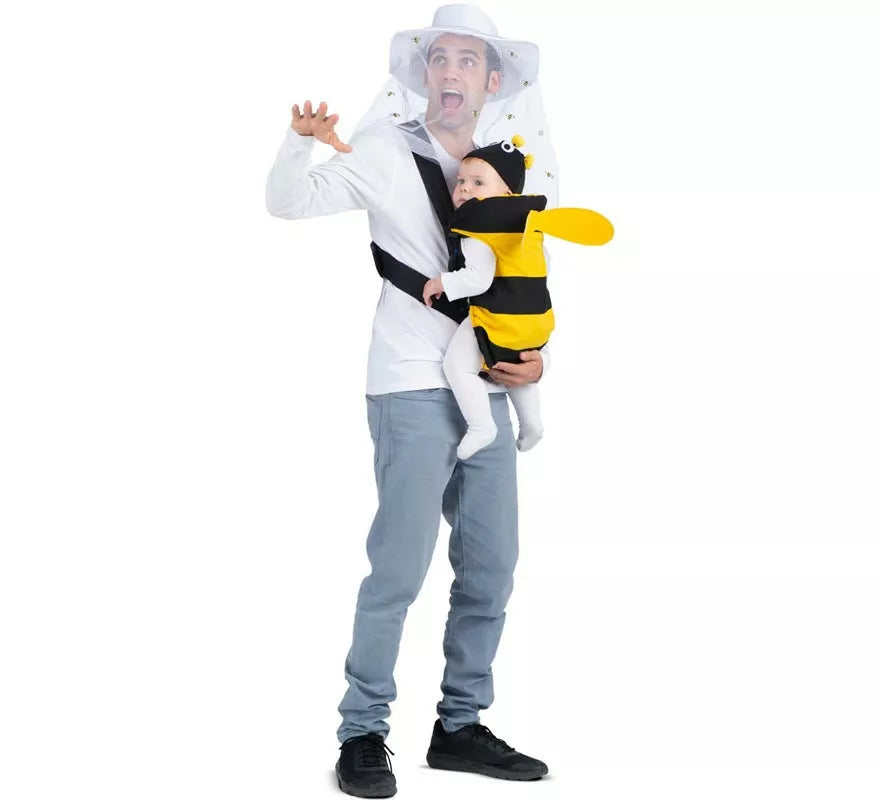Translation missing: it.Disfraz de Apicultor y Abeja con cubremochila para adulto y bebé