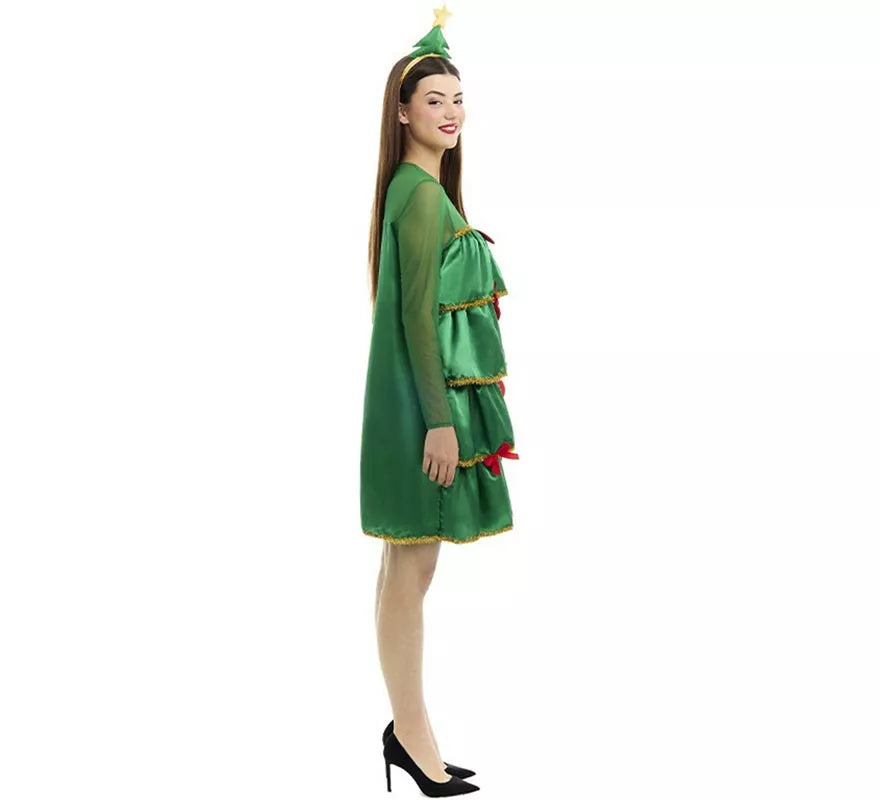 Translation missing: it.Disfraz de Árbol de Navidad con volantes y diadema para mujer