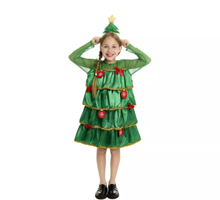 Translation missing: it.Disfraz de Árbol de Navidad con volantes y diadema para niña