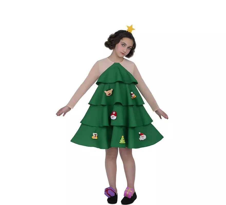 Translation missing: it.Disfraz de Arbolito de Navidad Adornado Deluxe para niña