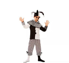 Costume da arlecchino in bianco e nero per un ragazzo