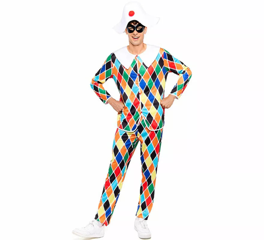 Translation missing: it.Disfraz de Arlequín multicolor para hombre