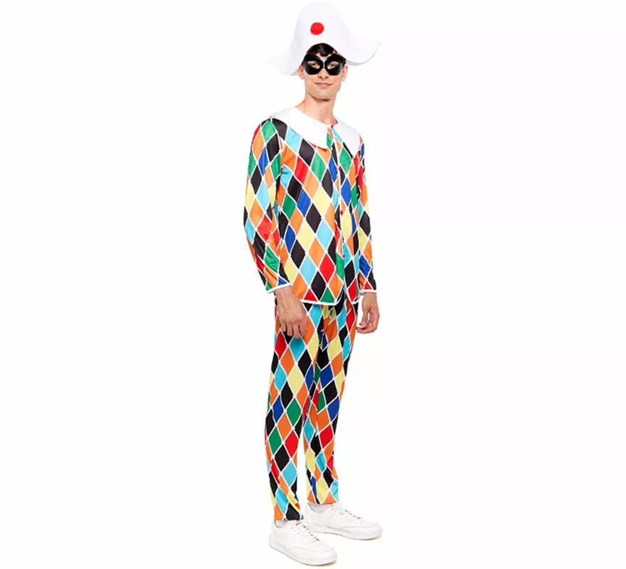 Translation missing: es.Disfraz de Arlequín multicolor para hombre