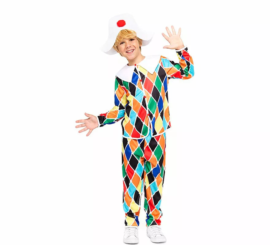 Translation missing: it.Disfraz de Arlequín multicolor para niño