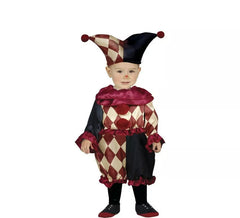 Costume da Arlecchino bordeaux per bambino