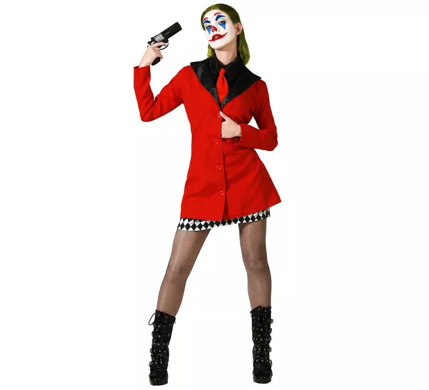 Disfraz de Arlequina Elegante Rojo para mujer