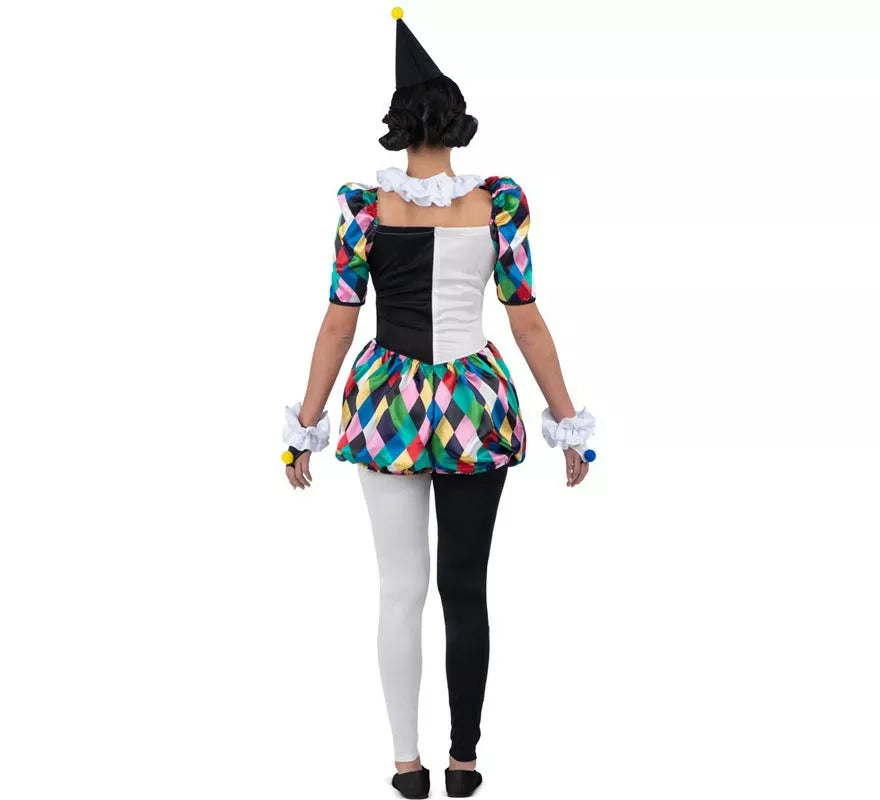 Translation missing: it.Disfraz de Arlequina negro y multicolor para mujer