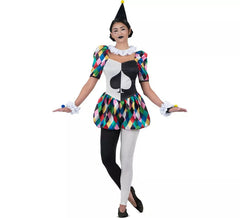 Costume da Harlequina nero e multicolore per donna