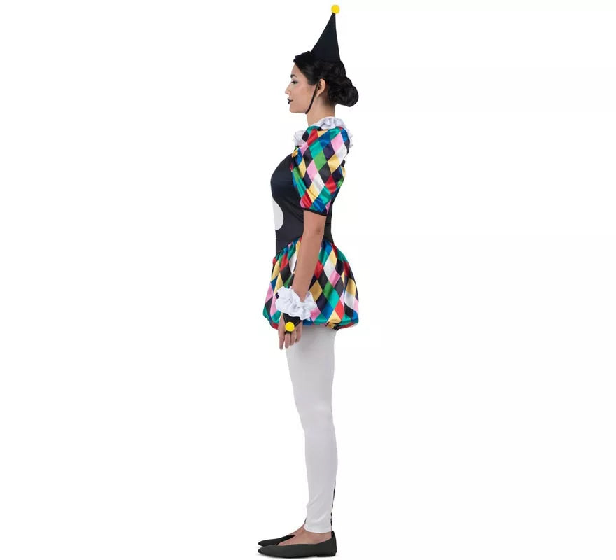 Translation missing: it.Disfraz de Arlequina negro y multicolor para mujer