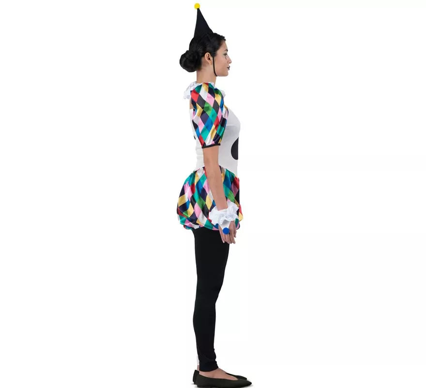 Translation missing: it.Disfraz de Arlequina negro y multicolor para mujer