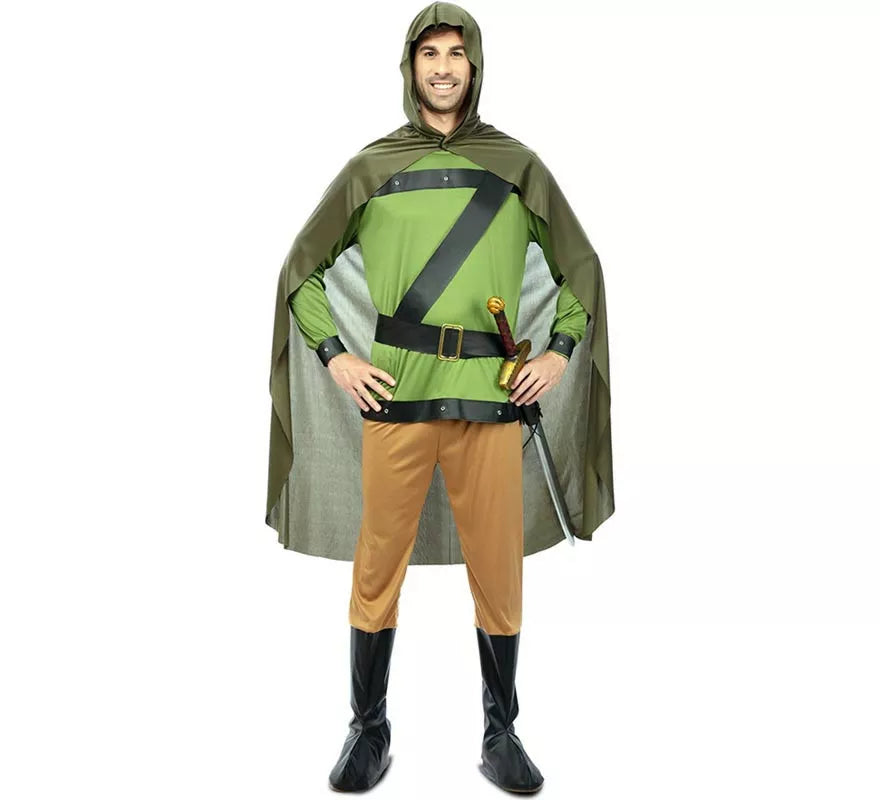 Translation missing: it.Disfraz de Arquero del Bosque verde con capa para hombre