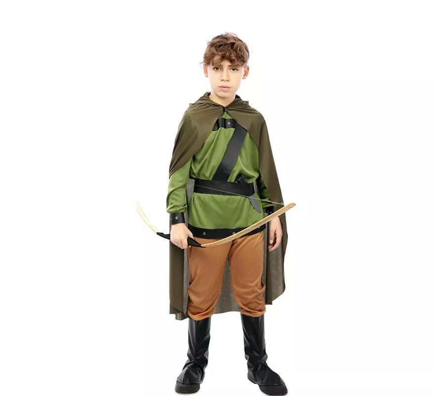 Translation missing: es.Disfraz de Arquero del Bosque verde con capa para niño