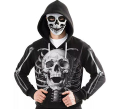 Costume da assassino scheletro con cappuccio e maschera per adulti