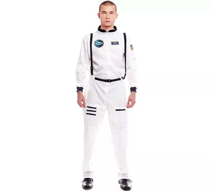 Disfraz de Astronauta blanco con Insignia para hombre