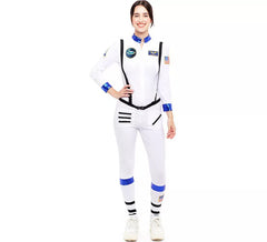 Costume da astronauta bianco con stemma per donna
