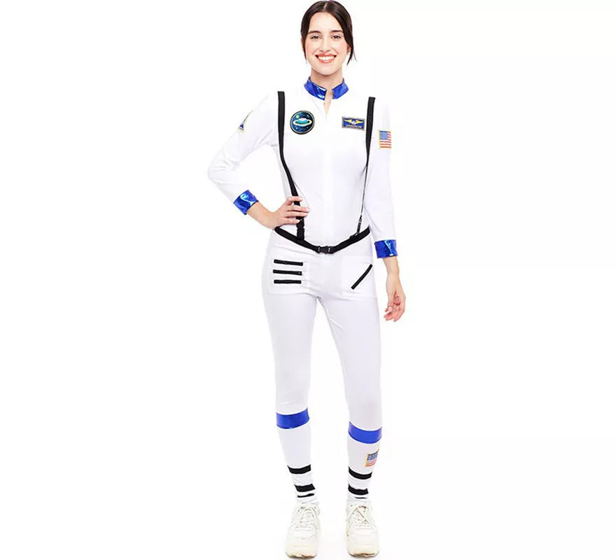 Translation missing: es.Disfraz de Astronauta blanco con Insignia para mujer