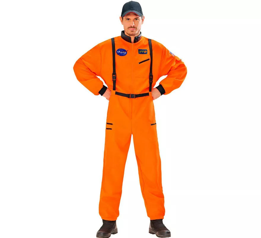 Translation missing: it.Disfraz de Astronauta Naranja con Insignia para hombre